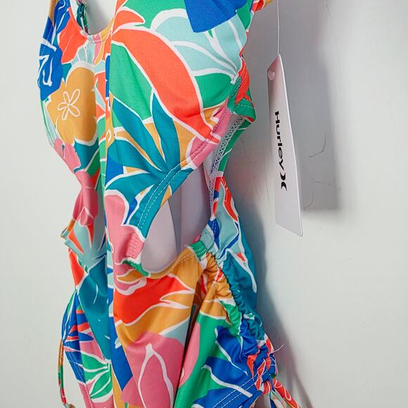 Hurley Colorful Tropical Floral Print One-Piece Cutout Swimsuit Size XL - Picture 5 of 6